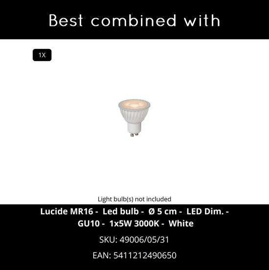 Lucide AVEN – Deckenstrahler (Deckenleuchte) für das Badezimmer – Ø 9 cm – 1xGU10 – IP65 – Weiß