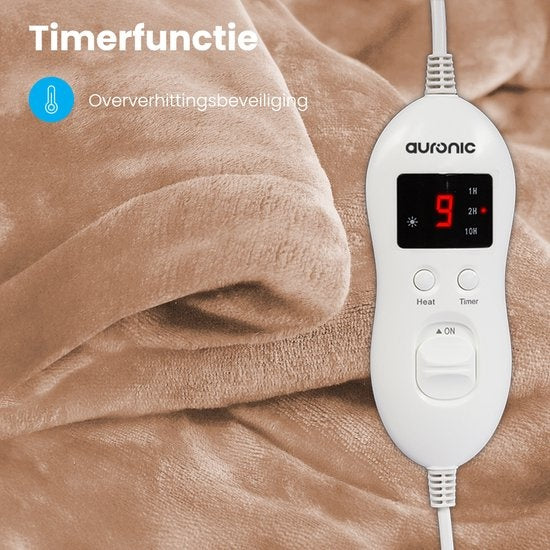 Auronic - Electric Blanket - Wärmedecke - 9 Wärmestufen - 2 Personen - 200x150 - Hellbraun