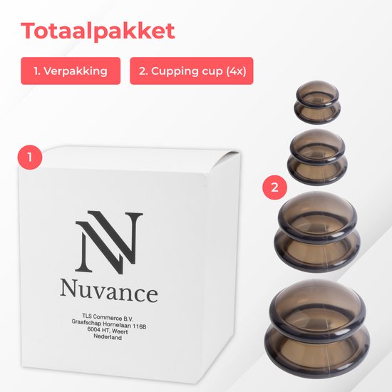 Nuvance - Schröpfköpfe - 4er-Set Silikon - Inkl. eBook - Cellulite-Massagegerät - für Arme, Beine, Gesicht & Rücken - Schröpfset Massage - Cellulite - Schröpfkopf - Anti-Cellulite-Köpfe - Cellulite-Schröpfmassage