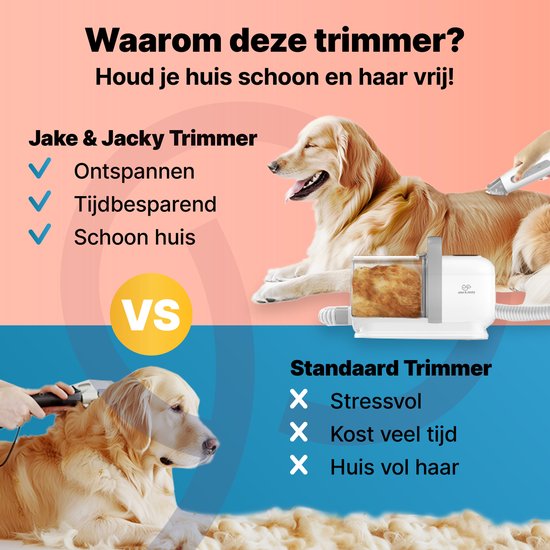 Jake and Jacky Professionelle Hundeschermaschine für dickes Fell 15-teilig - Tierschermaschine mit Absaugung - Saugen & Trimmen - Katzenschermaschine - Geräuscharmes Design - Hunde- und Katzentrimmset - inkl. Aufbewahrungsschale