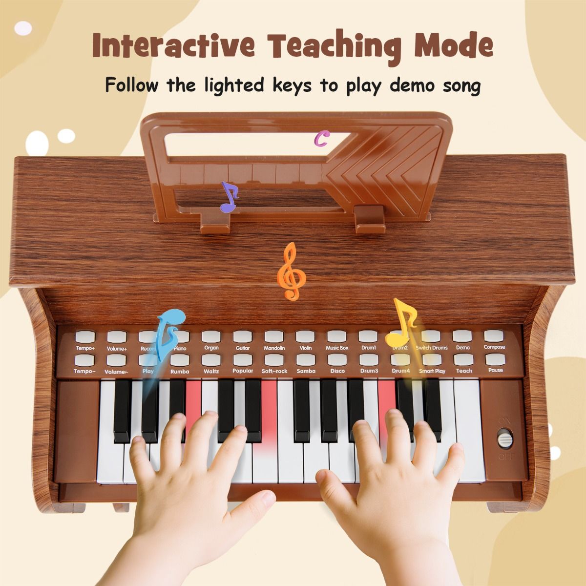 Coast Kinderklavier mit 25 Tasten – Elektronisches Klavier mit Hocker – Lernmodus – Schwarz