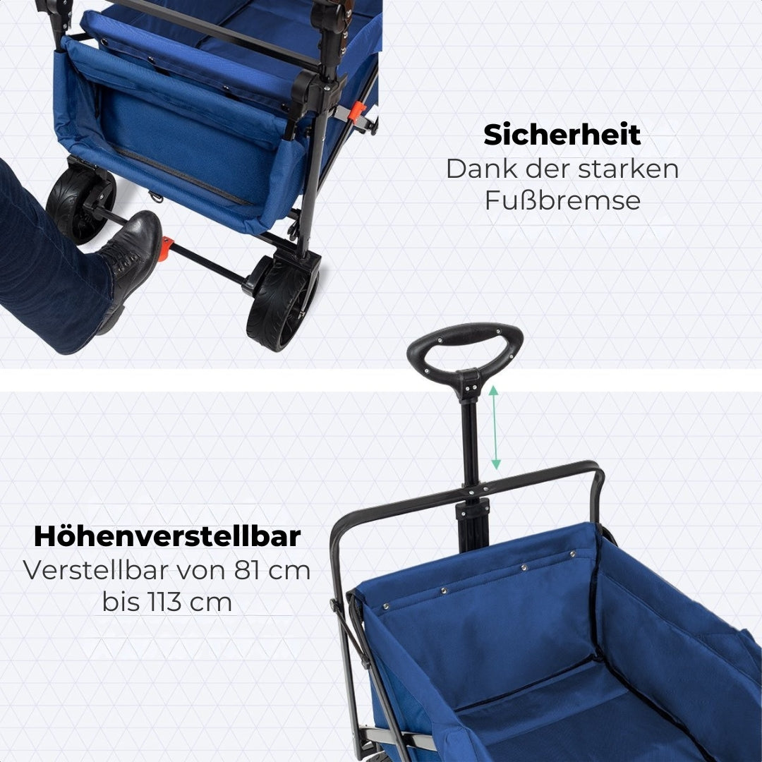 LifeGoods Wagon - faltbar - bis zu 120KG - 90L - waschbares Polyester - 120x80cm - Blau