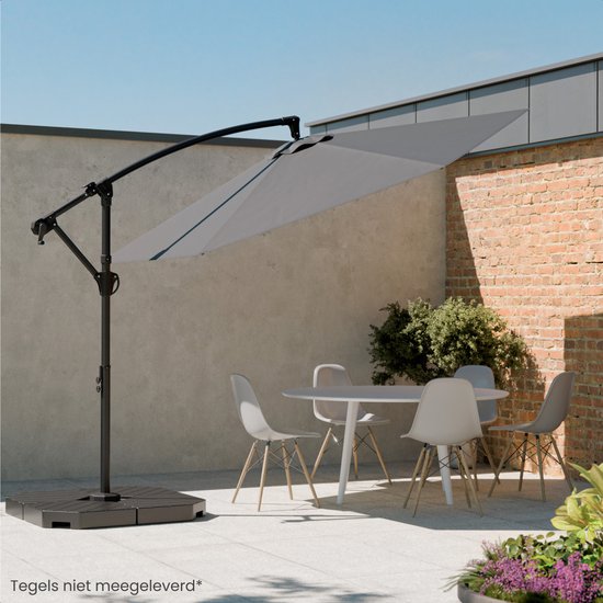 LifeGoods Schwimmender Sonnenschirm - Rund Ø300 cm - UPF 50+ und Wasserdicht - Dunkelgrau
