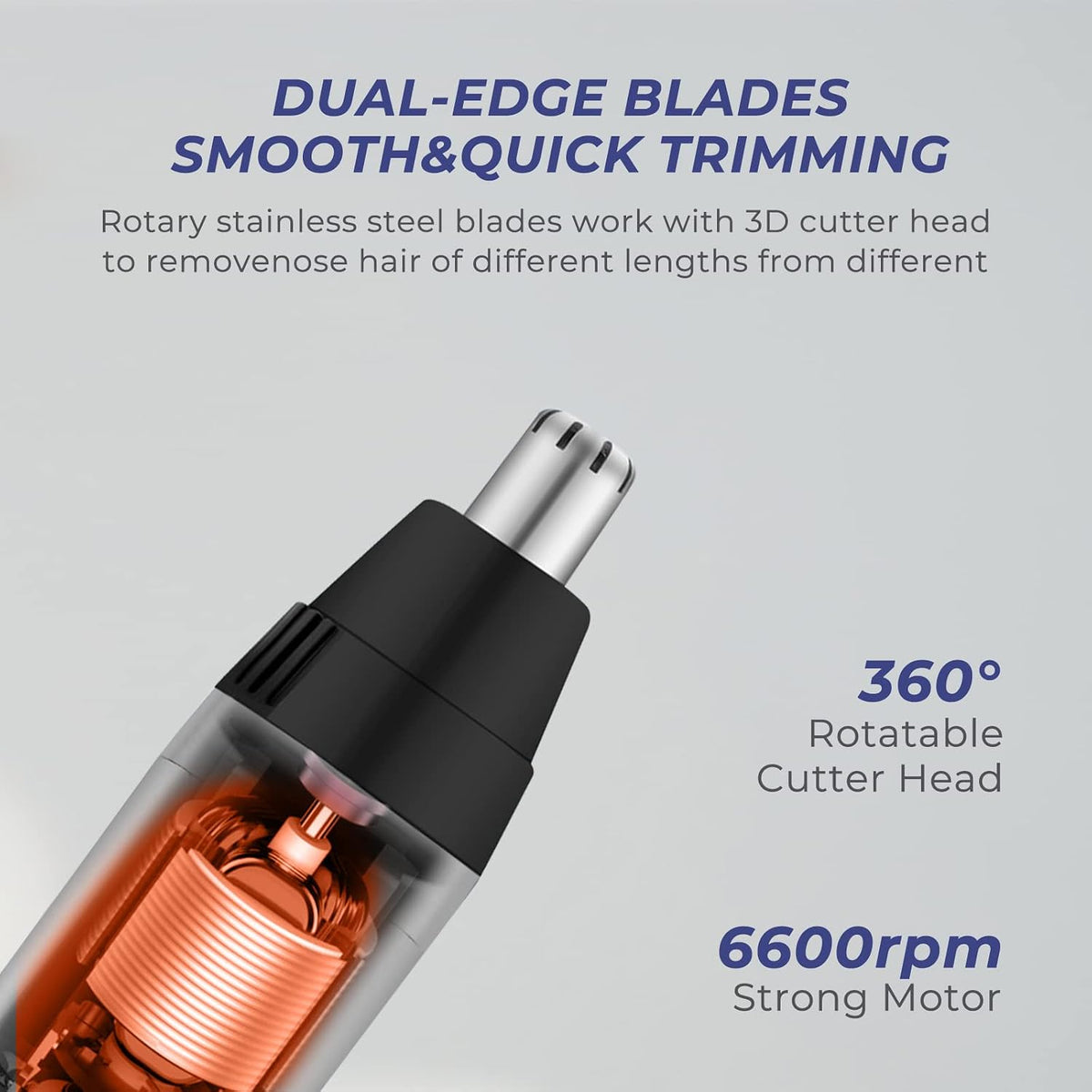 KENASTA Nasen- und Ohrhaarschneider – Schneidkopf aus Edelstahl – Wasserdicht – Schwarz/Silber