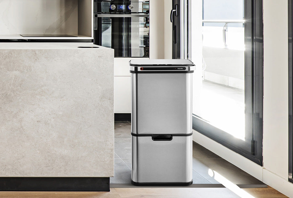 Home&Comfort Mülleimer - 60L - UV-Licht - Edelstahl - 36 x 42 x 82 cm