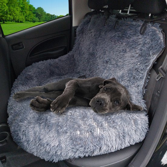 By Cee Cee Autositz Hund Deluxe - Hundekorb Auto mit Sicherheitsgurt - Autokorb Hund - Hundesitz - Autositz - Dunkelgrau - Größe L
