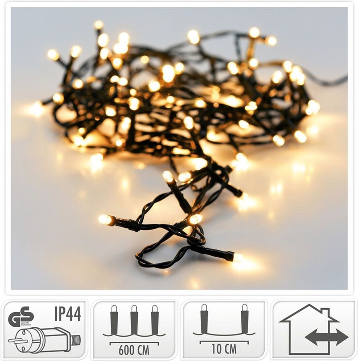 LED-Weihnachtsbeleuchtung 9 m - 120 LED-Lichter - Extra Warm White - Innen & Außen - Mit IP44 Adapter