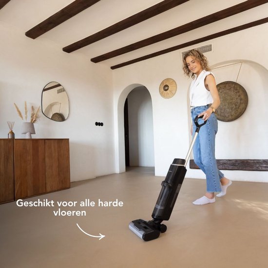 Techweise TC1 Schnurloser Nass- und Trockensauger - 30 Minuten Akkulaufzeit - 3 Reinigungsmodi - Selbstreinigungsfunktion - 220W - Schwarz