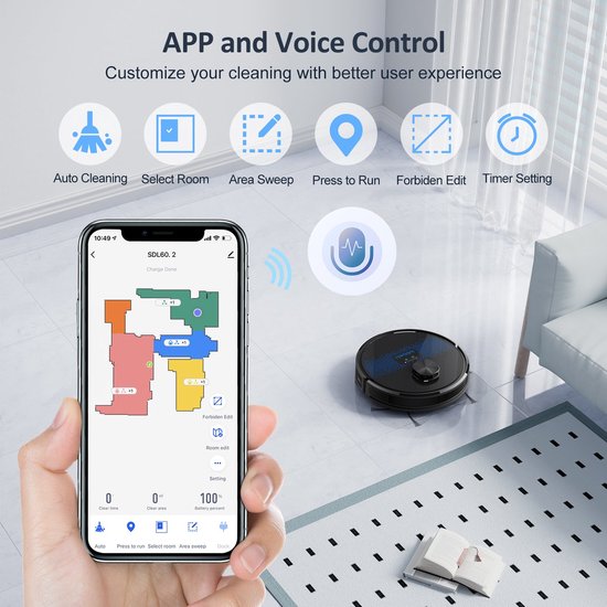 Lubluelu SL60D Roboterstaubsauger mit LDS9.0 LiDAR – 4000 Pa Saugkraft – 2-in-1-Staubsauger & Wischfunktion – App & Sprachsteuerung
