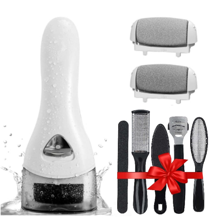 MAKS MYB-116 Elektrische Fuß- und Fersenfeile - Kabellos & USB aufladbar - Mit LED & 2 Feilenköpfen - Weiß