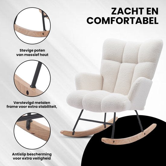 Bayt Schaukelstuhl – Sessel – Schaukelstuhl für das Babyzimmer – Relaxsessel – Weiß