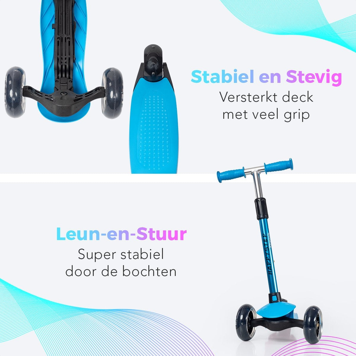 LifeGoods HappyStep - Kinder-Roller - Alter 2-5 Jahre - 3 leuchtende Räder - Jungen/Mädchen - Blau