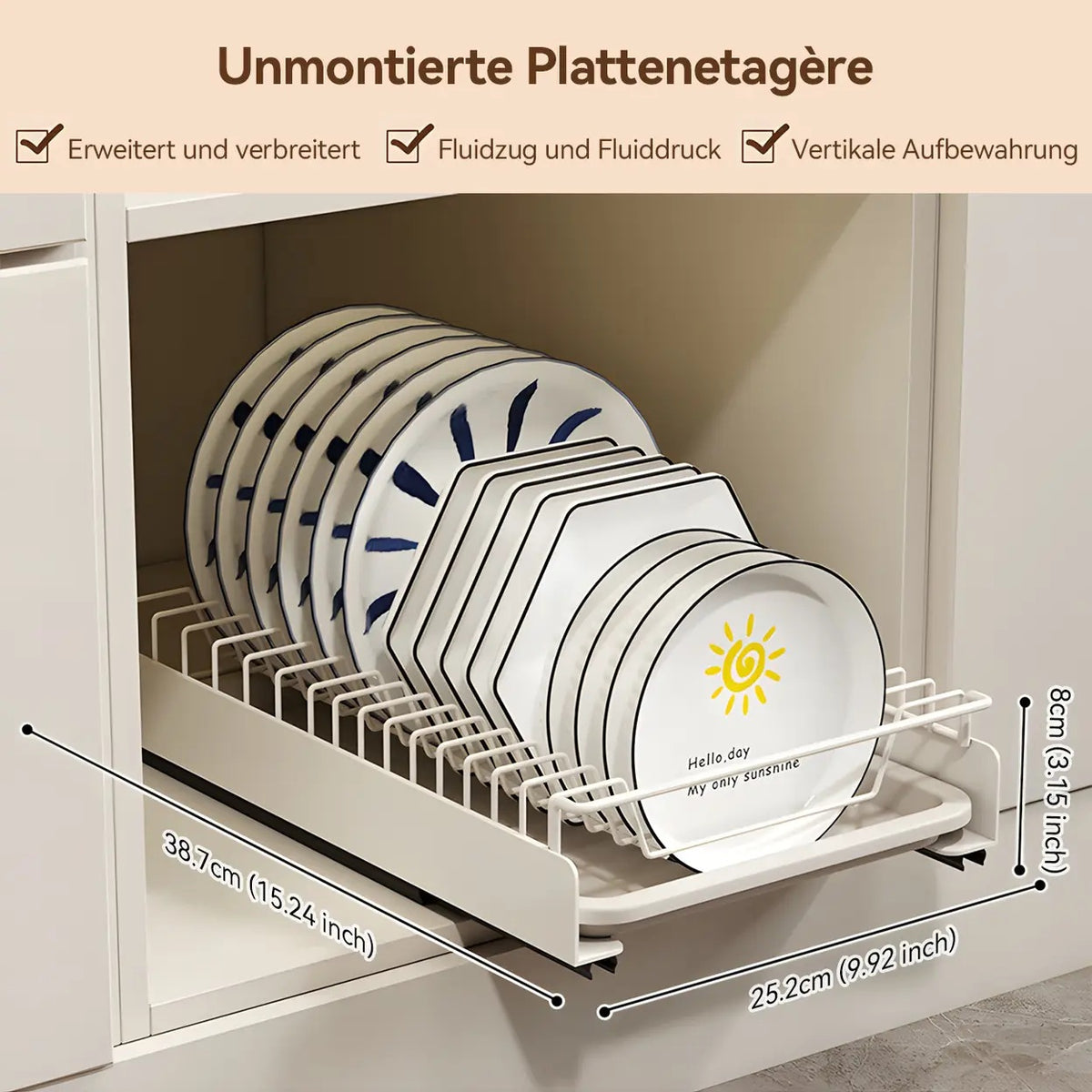 VIVREAL S3825W Ausziehbarer Abtropfkorb mit Auffangschale – 39 x 25,2 x 8 cm