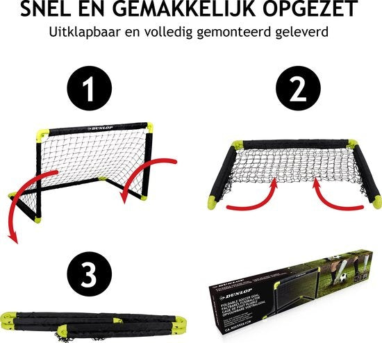 Dunlop Fußballtor 90 x 59 x 61cm faltbar Schwarz/Gelb