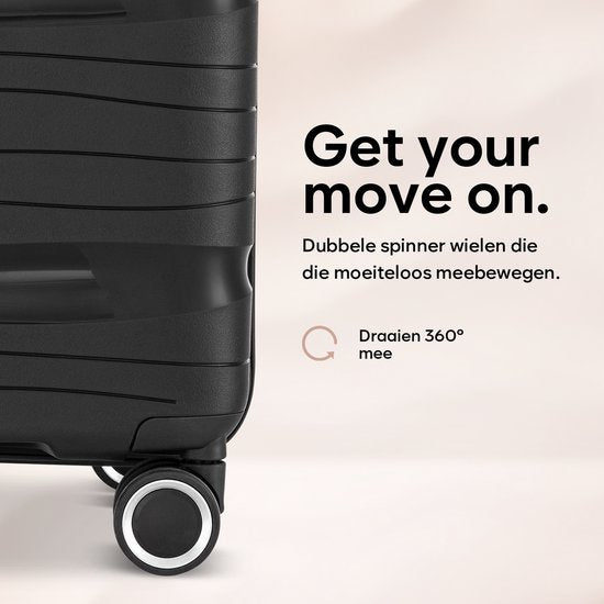 SKYCASES Travelin' Charm Handgepäck Koffer - 40L - Zahlenschloss - 35x21x54 cm - Leicht & Langlebig - Inklusive gratis Tasche - Schwarz V2