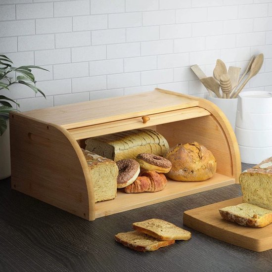 Ceruzo Brotkasten aus Bambus – Brotkasten mit Rollverschluss – 38 cm