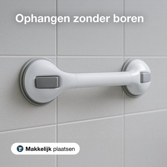 Luft Haltegriff mit Saugnapf - Für die Dusche - 2 Stück - Duschgriff für das Badezimmer - Wandstange - Extra sicheres & starkes Modell - 40cm - Luft - Badezimmergriff