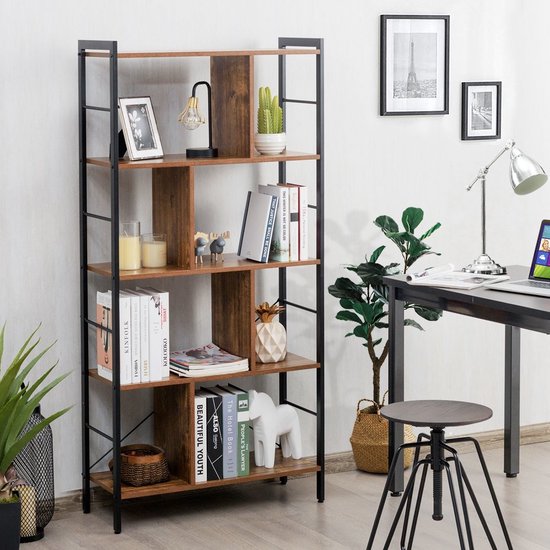 Coast Bücherregal 5-teilig mit Metallrahmen Holz - 74 x 30 x 154,5 cm - Braun