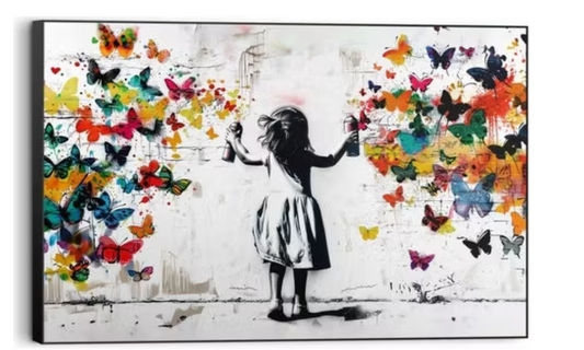 Gemälde Wolke von Schmetterlingen - 60x90 cm - Bunt