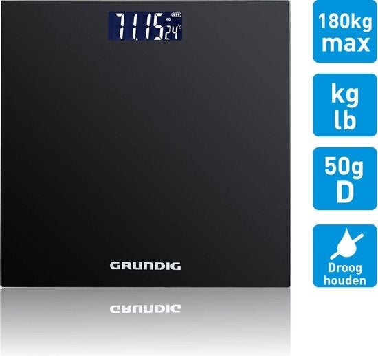 Grundig Waage - Digitale Körperwaage - 2 bis 180 Kg - Schwarz