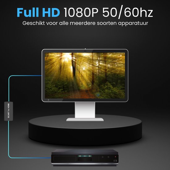 SCART-zu-HDMI-Adapter – Konverter – SCART-Kabel und HDMI-Kabel – Videoadapter – SCART-zu-HDMI-Konverter – Plug & Play – Full HD 1080p