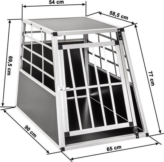 tectake - Hunde Transportbox - Single 54 x 69 x 50cm - Aluminium - Silber/Schwarz
