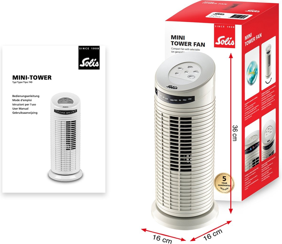 Solis Turmventilator 749 Turmventilator - 38 cm hoch - Weiß