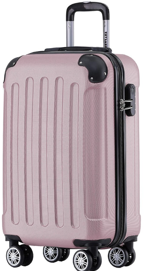 TRVLMORE Handgepäck Koffer mit Rädern - Numerisches Schloss - 54x36x20cm - 38L - Rose Gold