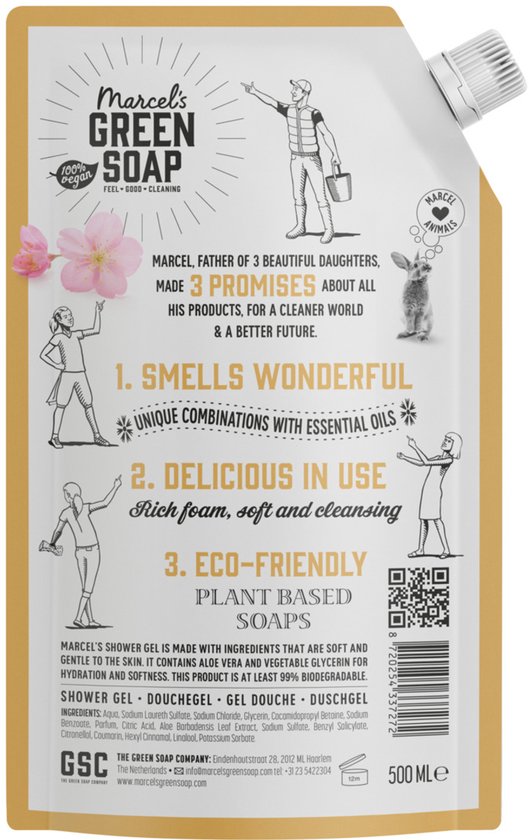 Marcel's Green Soap Duschgel-Nachfüllpackung – Vanille & Kirschblüte – 500 ml