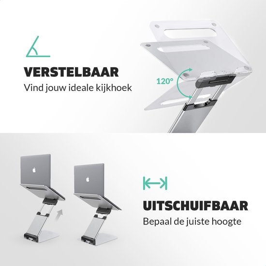 LURKÂ® Laptop-Ständer Ergonomisch - Aluminium Laptop-Halterung - Stehend arbeiten - Verstellbar und klappbar - Silber