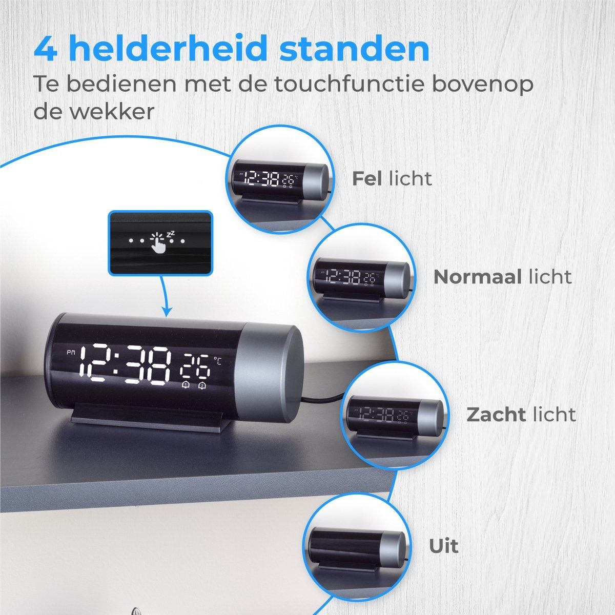 Nuvance - Digitaler Wecker mit Projektion - Digitaler Wecker - mit Snooze-Funktion und Doppelalarm - für das Schlafzimmer - mit USB-Ladeanschluss
