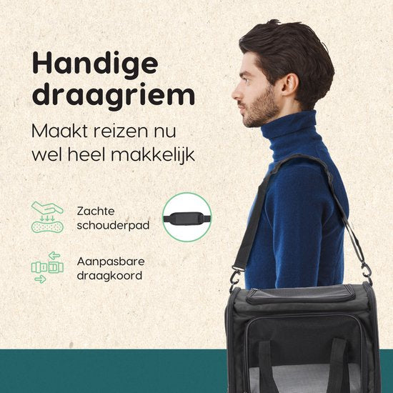 Volcan Travel Bag Cat - Reisekorb - Tragetasche Katzen - Transportbox mit Toplader - Tragekorb Anthrazit