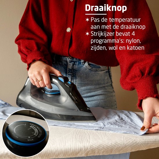 BREND BR-2232 Kabelloses Dampfbügeleisen mit Ladestation - Vertikale Dampffunktion, Anti-Kalk und Selbstreinigung - Einstellbarer Thermostat - 200W