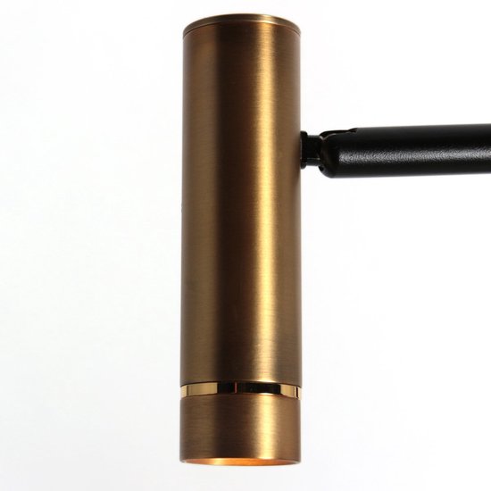 Stehlampe Lumo 4608BR – Moderne Leselampe mit zwei Leuchten aus Metall mit bronzefarbenen Akzenten, 125 cm hoch, dreh- und neigbar, Marke Mexlite