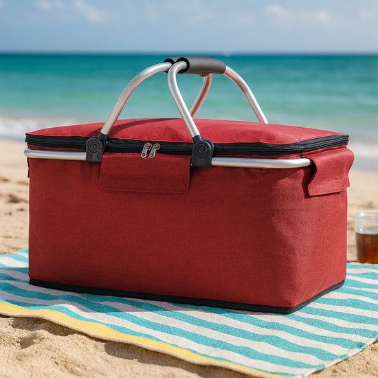 Ceruzo Kühlkorb Rot - Picknickkorb-Aluminium-Oxford-Stoff-Faltbar