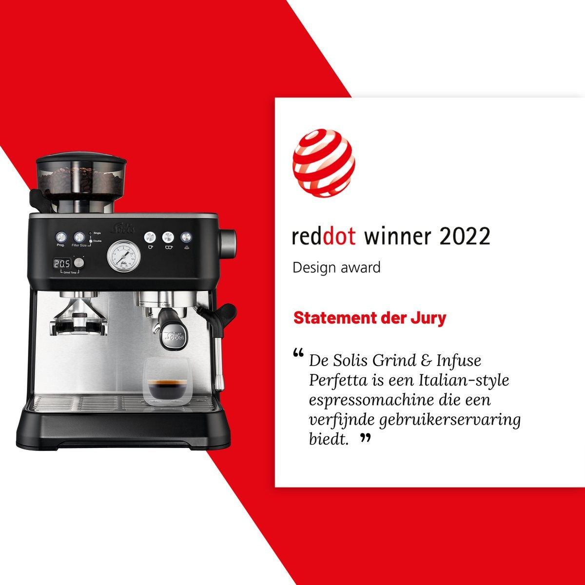 Solis Grind & Infuse Perfetta 1019 Espressomaschine - Kolbenmaschine - Kaffeemaschine mit Bohnen - Schwarz