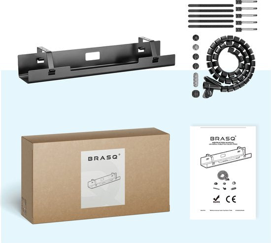 BRASQ Universelle Kabelrinne Schwarz für den Untertisch - Inklusive Cable Organizer - Kabelmanagement