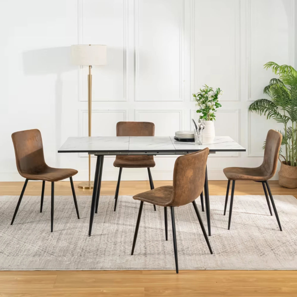 Urban Meuble Stuhlset, 4-teilig – Luxuriöse Esszimmerstühle, grau, Kunstfell – 44 x 54 x 87 cm