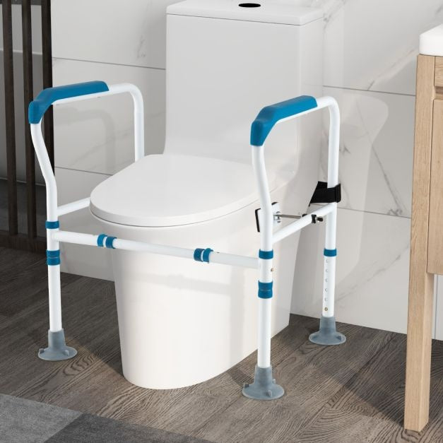 Coast Toilettenständer - 6-fach verstellbar, Anti-Rutsch, Senioren - B 62-68 x H 65,5-78 cm - Carbonstahl/HDPE - Blau/Weiß