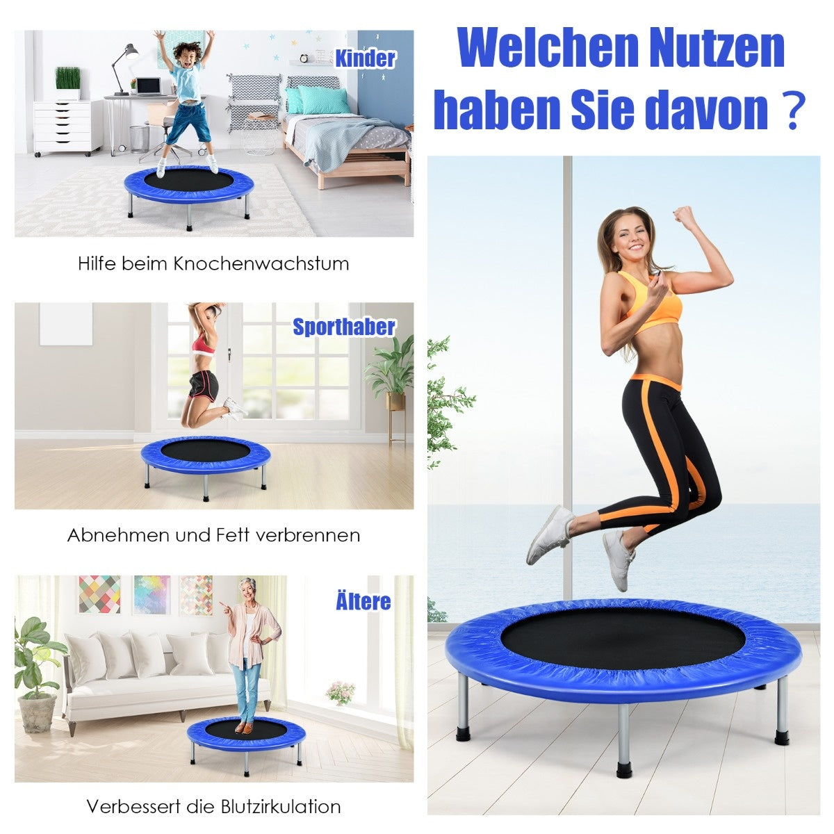 Coast 97 cm Trampolin Mini Fold Trampolin faltbar Fitness Trampolin Blau