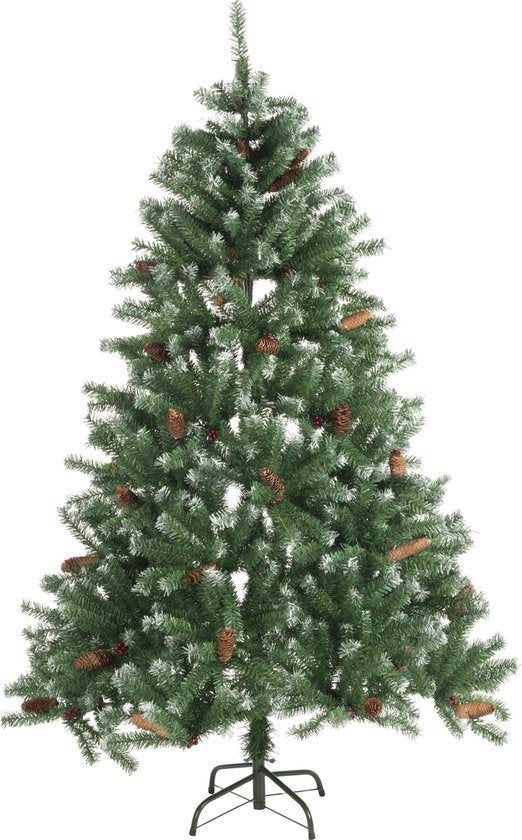 Weihnachtsgeschenke Künstlicher Weihnachtsbaum - Fichte mit Tannenzapfen - Weihnachtsdekoration für drinnen - 1024 Wipfel - 210 cm - Grün