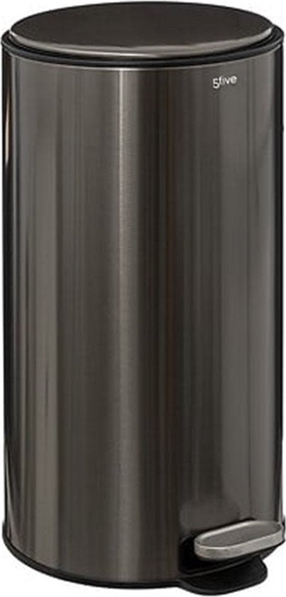 5Five Mülleimer/Treteimer Delta – Titan – Metall – 30 Liter – 39 x 33 x 62 cm – Küchenabfalleimer