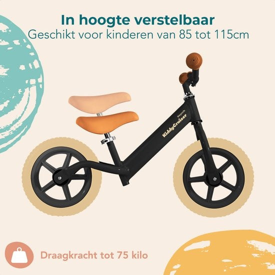 LifeGoods KiddyCruiser Balance Bike - 2 Jahre - Jungen und Mädchen - Balance Bike - Schwarz