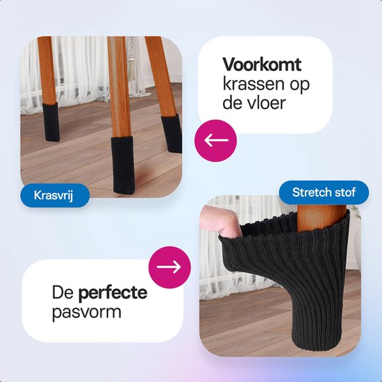 Roegaarden Stuhlbeinschoner Socken Schwarz Bodenschutz 24 Stück