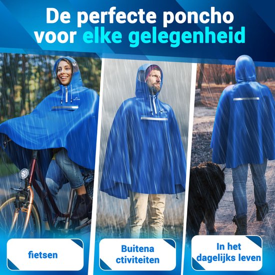 Nextcover Regenponcho Fahrrad für Damen und Herren | Regencape mit AquaShield 2.0 Technologie, wind- und wasserdicht | Ideal zum Radfahren, Wandern und Angeln | Fahrradponcho Erwachsene Unisex Fit | Poncho