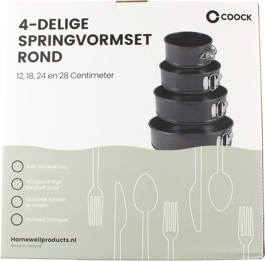 COOCK 6-teiliges Backblech-Set - Springform - Antihaft-Kuchenform - 12 bis 28 cm Durchmesser -Kuchenform inkl. Teigkneter & E-Book