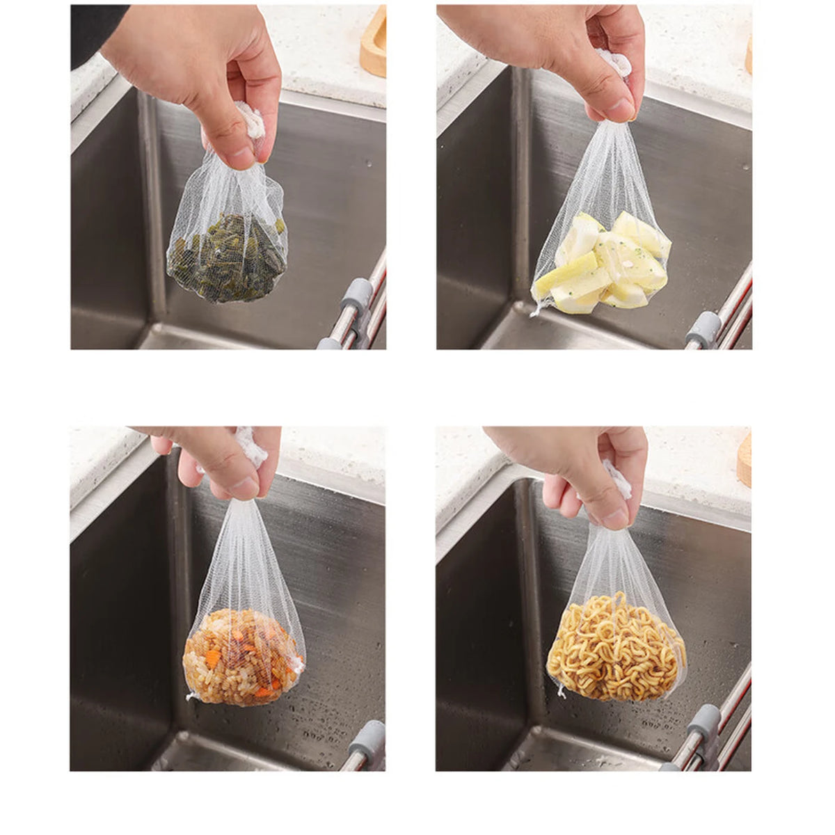 BJ Abflussfilter für Spülbecken – 500er-Set – Weiß – Polyester – 10 x 10 cm