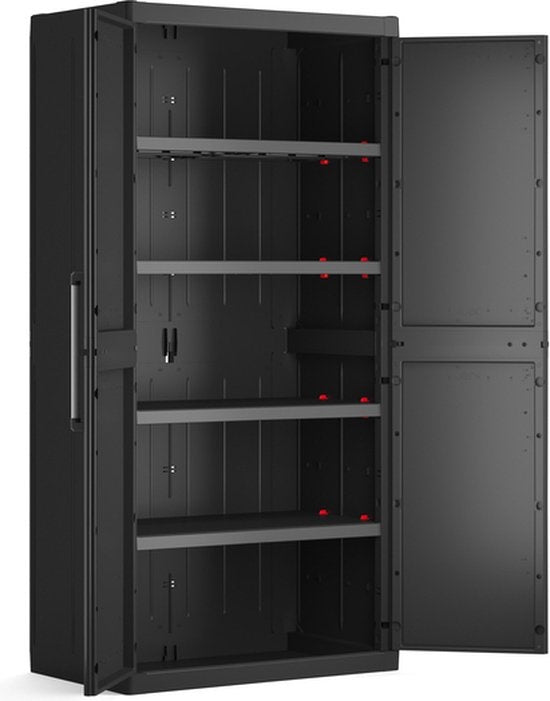 Keter Detroit XL Hochschrank - 4 Fachböden - 89x54x182cm - Schwarz