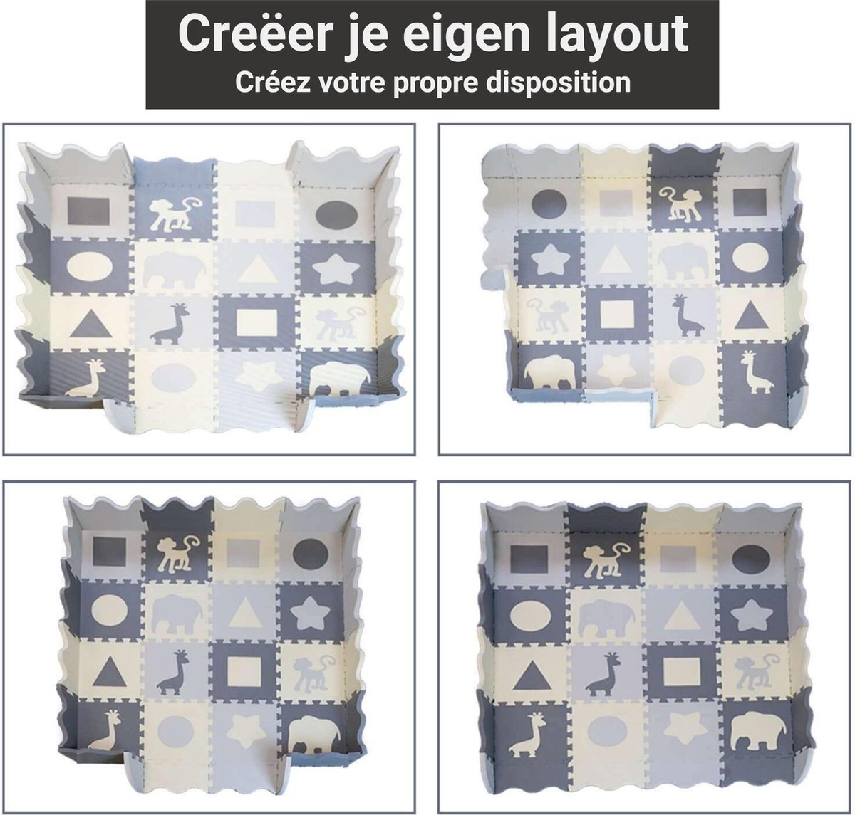 GIZMO Baby & Kleinkind Spielmatte XL - Weicher EVA-Schaumstoff Spielteppich - Mit erhöhtem Rand - Sicher und bequem - 150x150x1,5 cm