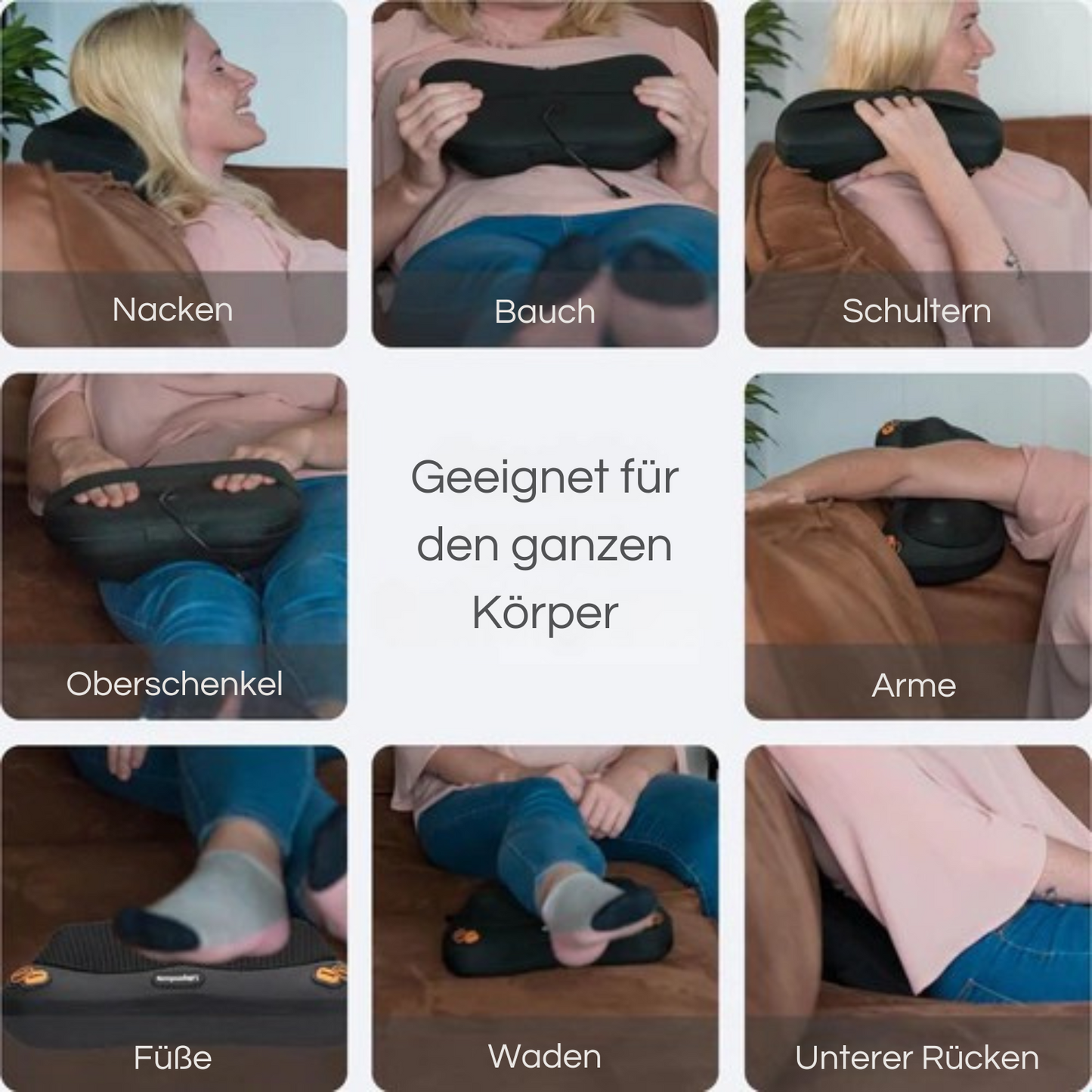 Lifeproducts - Shiatsu Massagekissen - mit Wärmefunktion - 4 Bedienknöpfe - mit WLAN - Schwarz